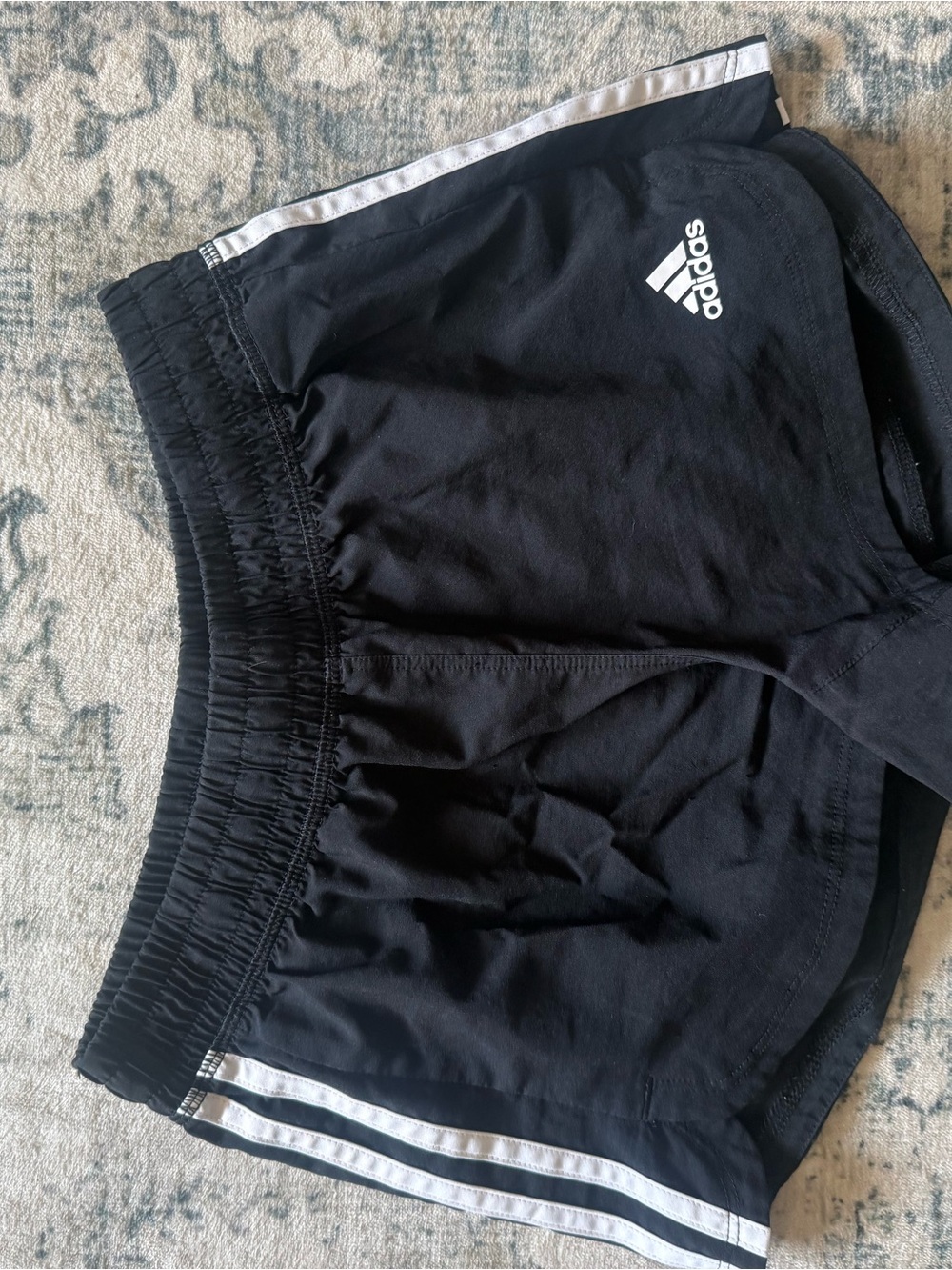 adidas Black Shorts with White Stripe Accents